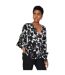 Womens/ladies bodice floral v neck top monochrome Principles-1