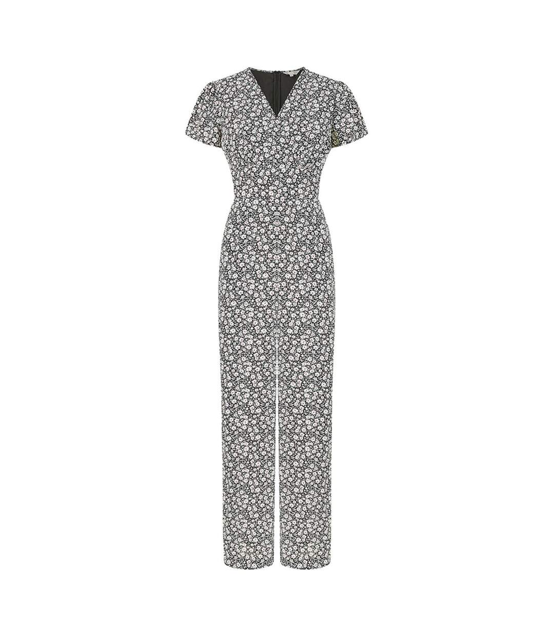 Combinaison Motif/style Petites Fleurs Femme Noir Yumi-2