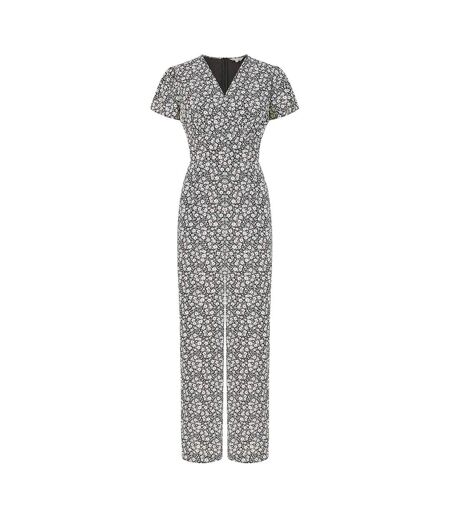 Combinaison Motif/style Petites Fleurs Femme Noir Yumi