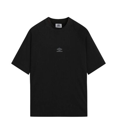 Mens washed crew neck boxy t-shirt black Umbro