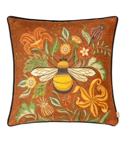 Hawthorn chenille bee cushion cover 43cm x 43cm ginger Evans Lichfield