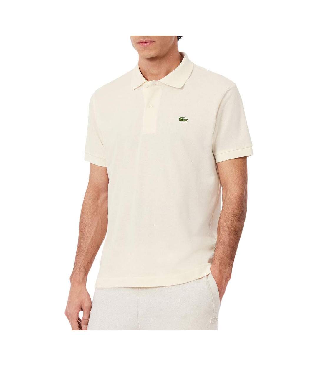 Polo beige homme lacoste  slim fit petit-1