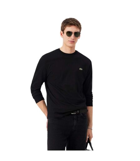 Mens Crocodile Print Cotton Regular Long-sleeved T-shirt Black Lacoste