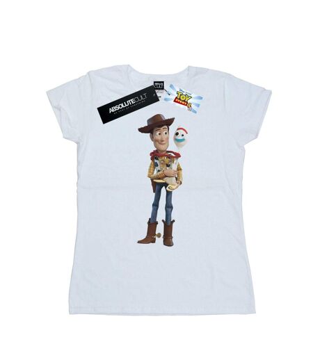 Disney T-shirt en coton Womens/Ladies Toy Story 4 Woody And Forky (Blanc) - UTBI44314