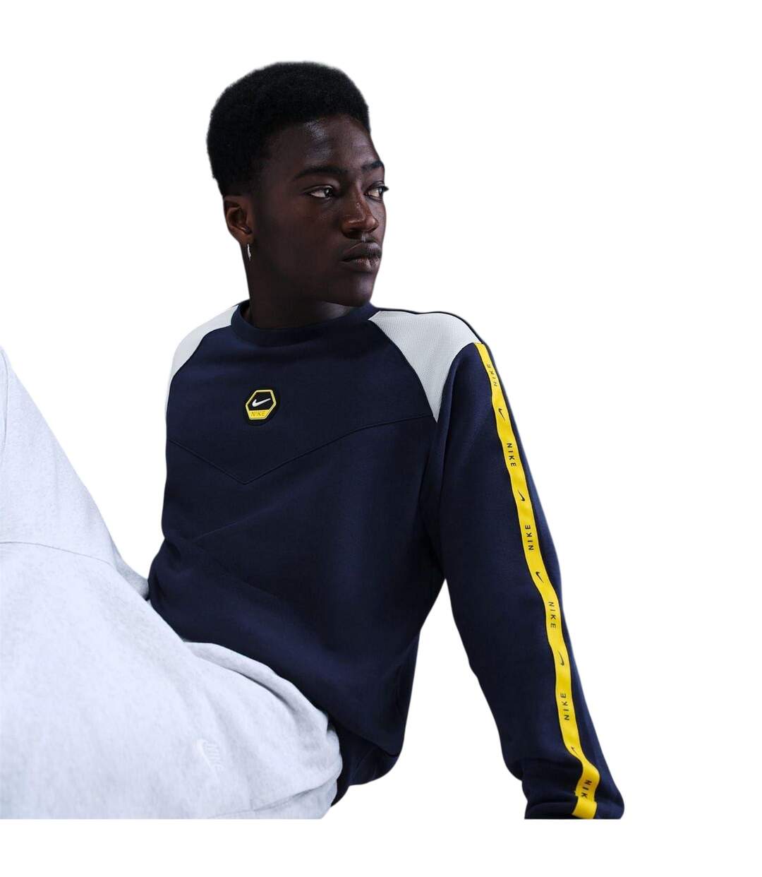 Sweat Manches Raglan Homme Bleu Marine Gris Nike-3
