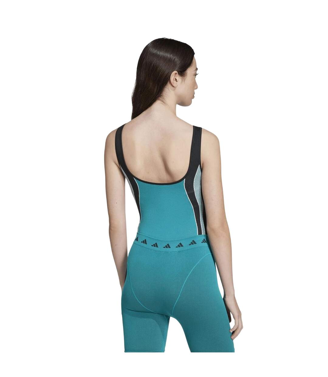 Womens/ladies Equipment Logo Colour Block Bodysuit Green Adidas-3