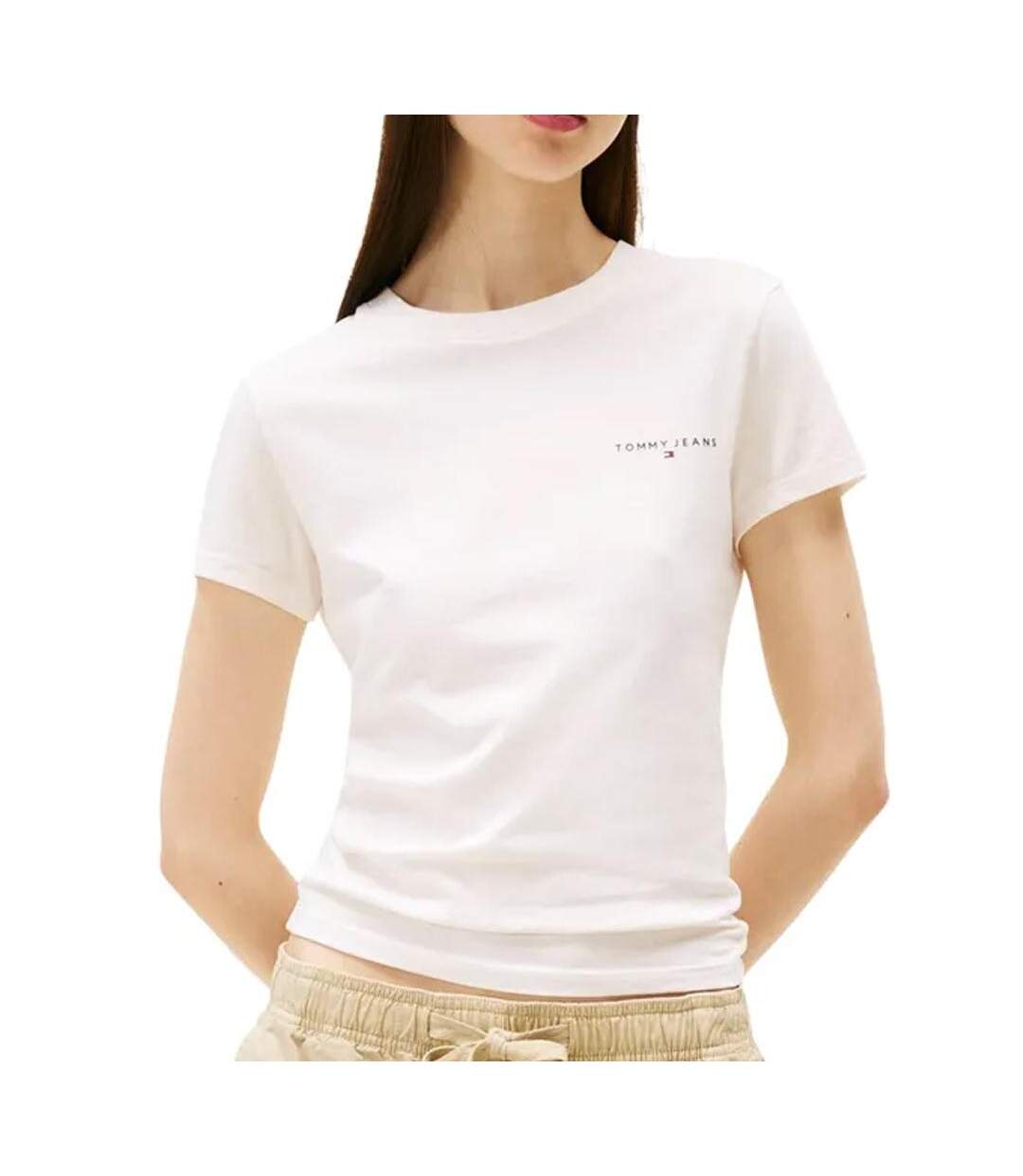 T-shirt rose clair femme tommy hilfiger slim linear dw0dw21164 - 3xl-1