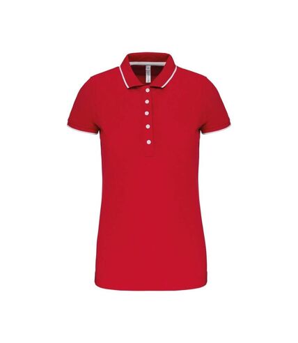 Polo manches courtes - Femme - K252 - rouge - blanc - navy