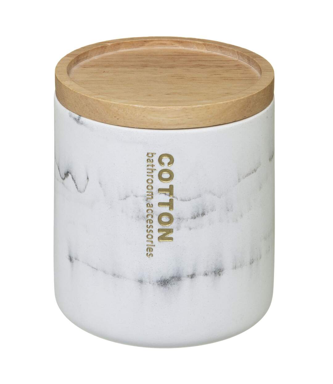 Pot à coton design marbre Lea - Blanc-1