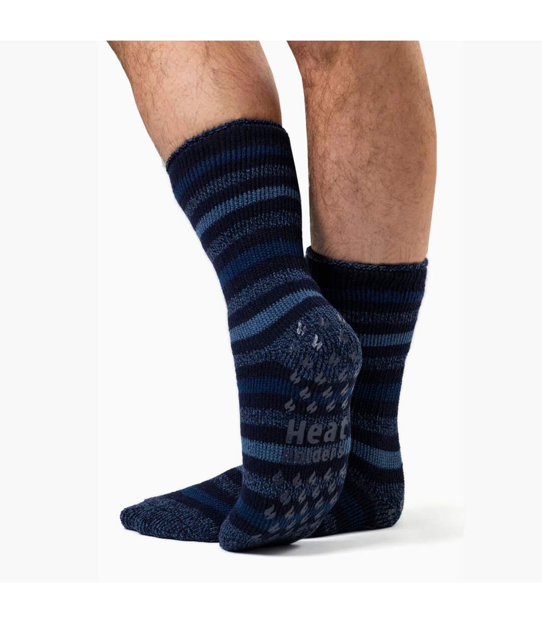 Mens Twist Patterned Fleece Lined Thermal Slipper Socks-5