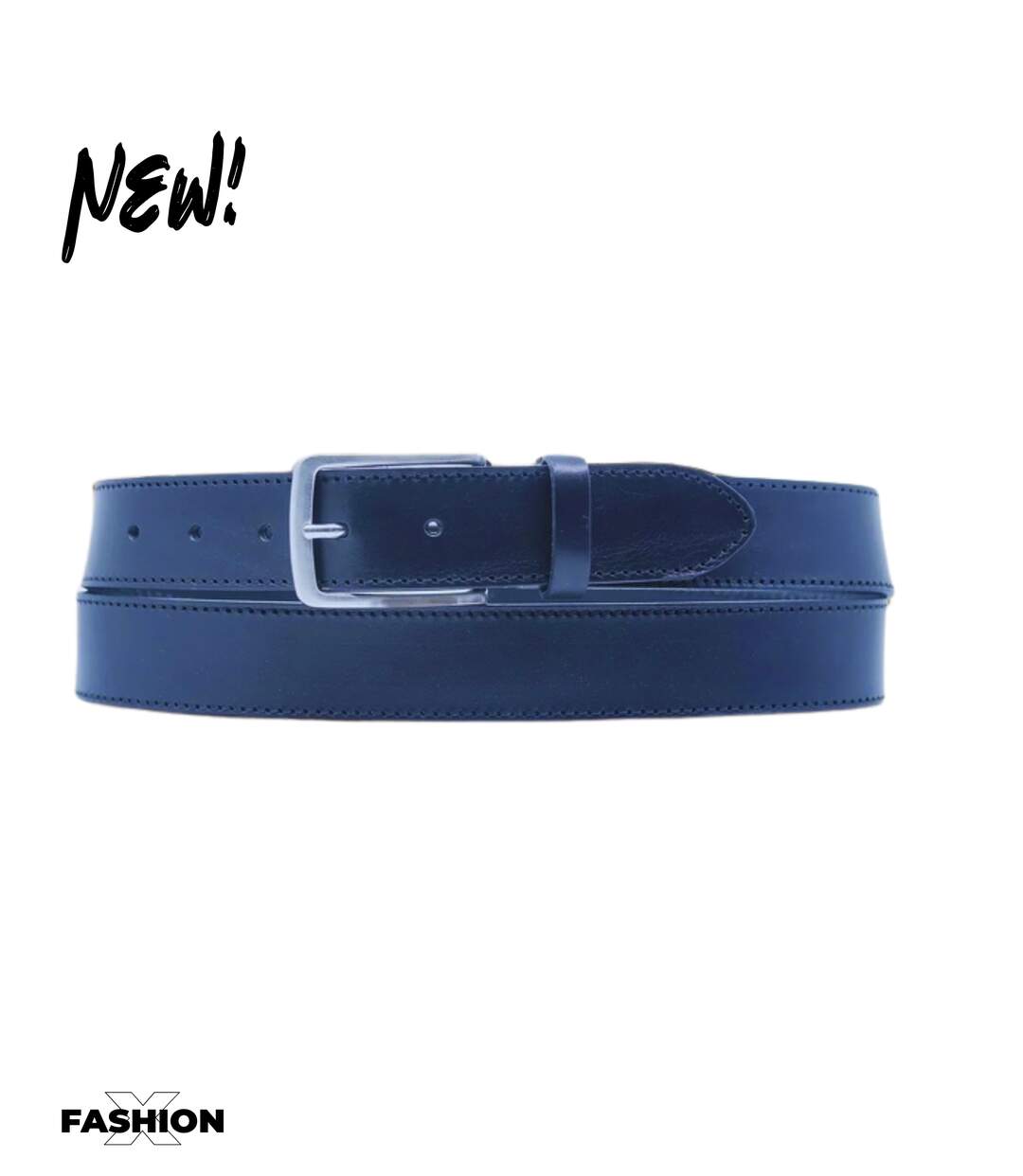 Ceinture en cuir homme en vachette de couleur noir - Sangle réglable-1