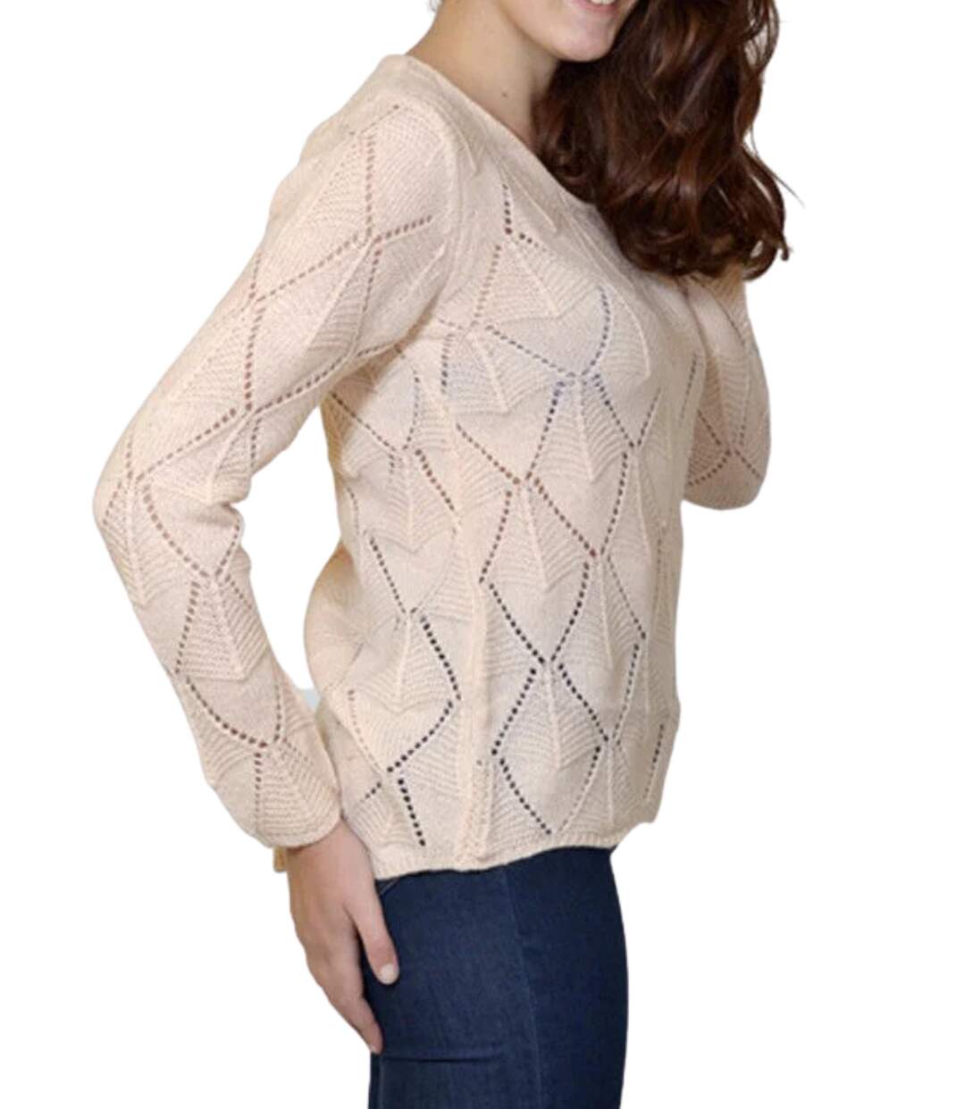 Pull Femme Long Manches - Jaune paille - Style Décontracté-3