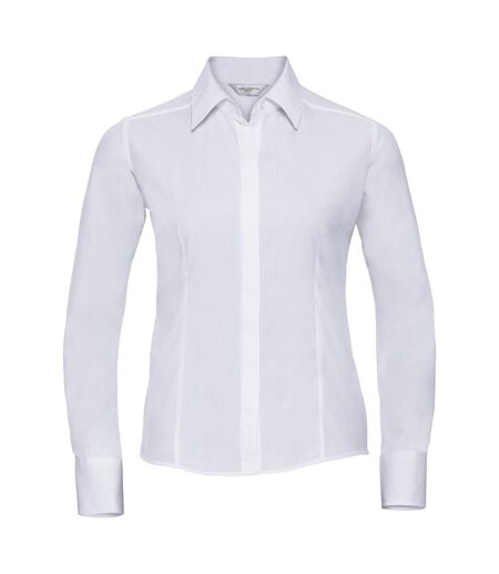 Collection Chemisier À Manches Longues En Popeline Femme Blanc Russell