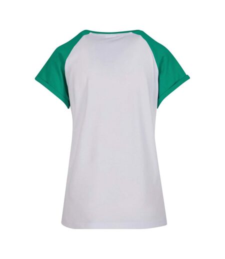 Womens/ladies Contrast Raglan T-shirt White Fern Green Urban Classics