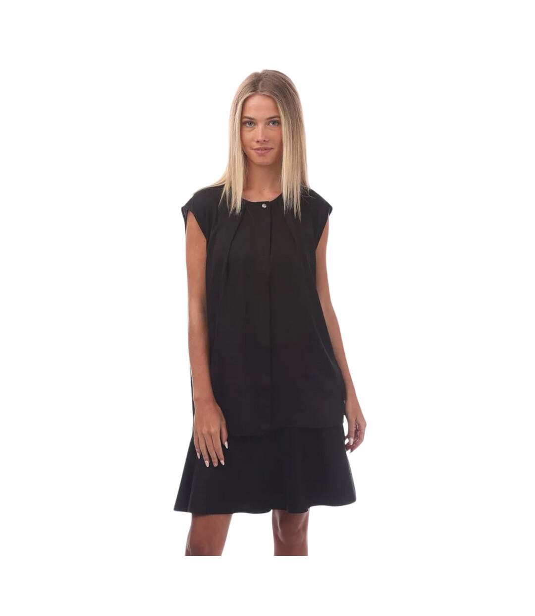 Womens/ladies Silk Sleeveless Blouse Black Boss-1