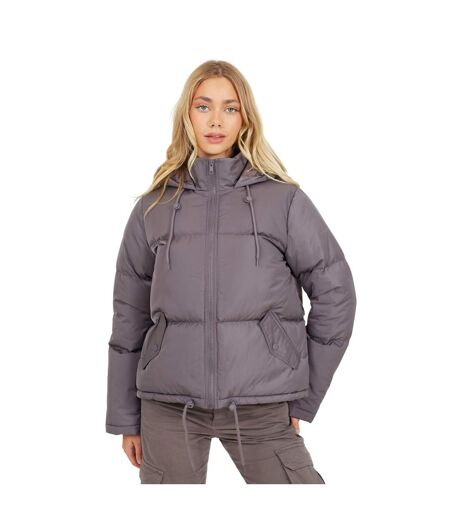 Doudoune À Capuche Motif/style Court Femme Anthracite Brave Soul