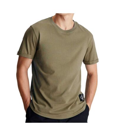 T-shirt kaki homme calvin klein jeans badge turn up - l
