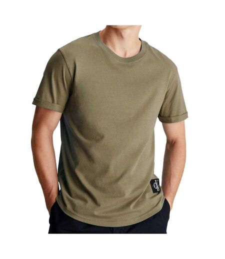 T-shirt kaki homme calvin klein jeans badge turn up - l