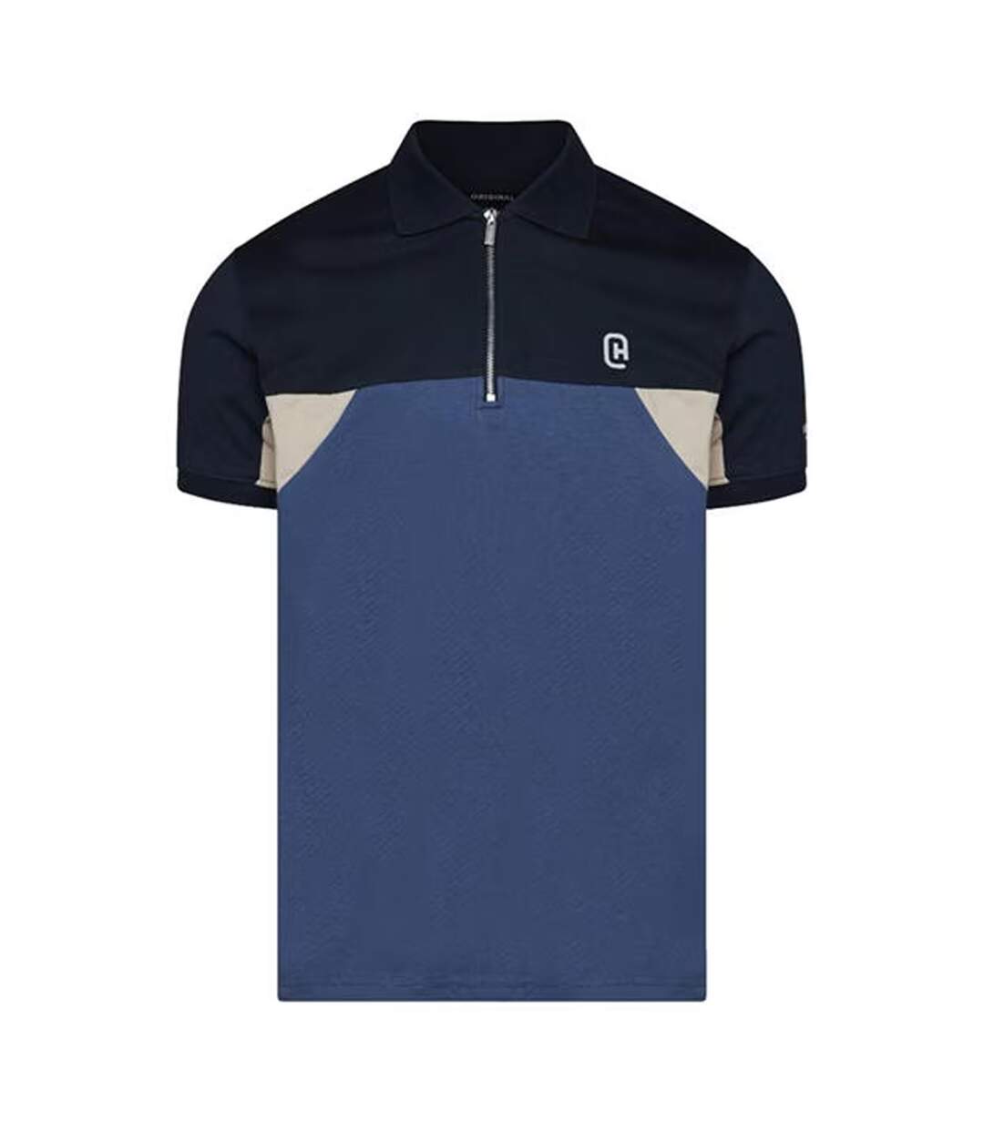 Mens Colour Block Half Zip Regular Polo Shirt Blue C.P. Company-2