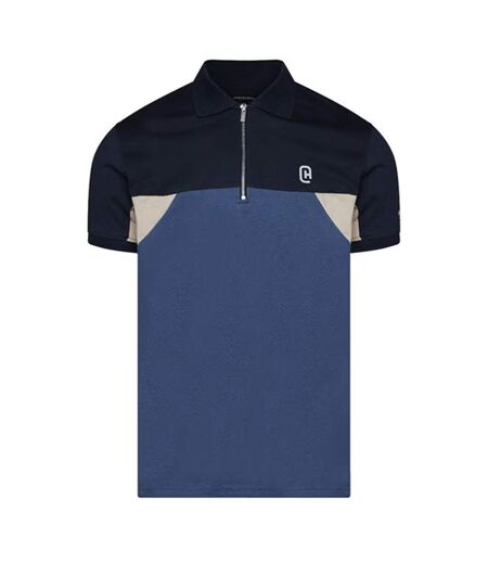 Mens Colour Block Half Zip Regular Polo Shirt Blue C.P. Company