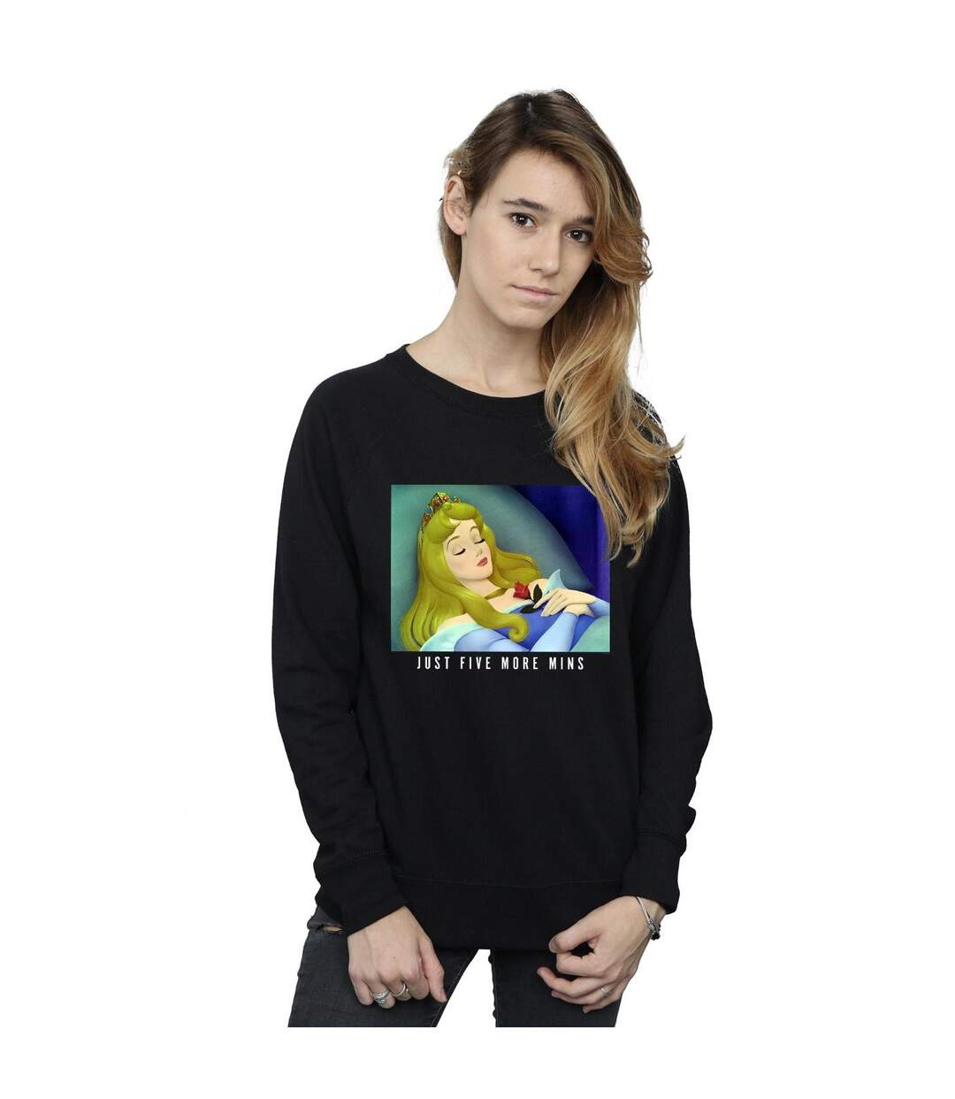 Disney Princess - Sweat SLEEPING BEAUTY FIVE MORE MINUTES - Femme (Noir) - UTBI32910-2