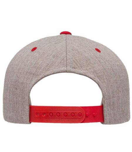 Yupoong Mens The Classic Premium Snapback 2-Tone Cap (Heather/Red)