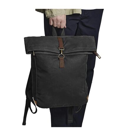 Heritage Waxed Canvas Leather Accent Backpack One Size Black Quadra
