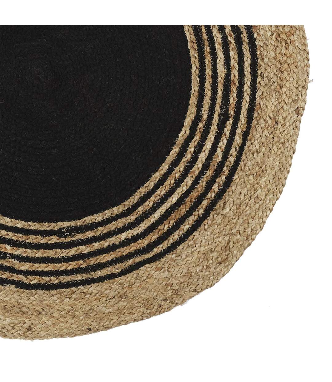 Tapis Rond Déco en Jute Limo 90cm Noir-2