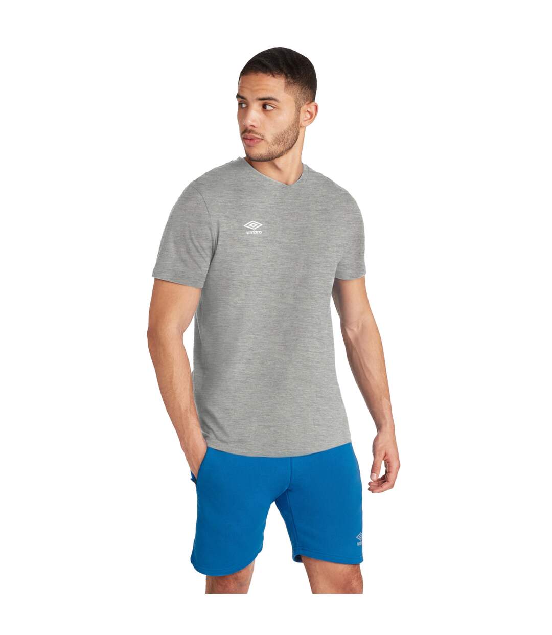 Mens Club Leisure T-shirt Light Grey Marl Umbro-4