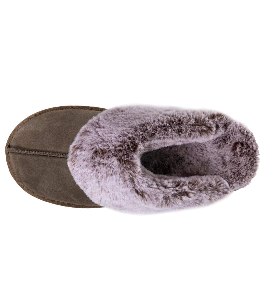 Isotoner Chaussons Mules femme ultra confortables et chaudes, en cuir et fausse fourrure