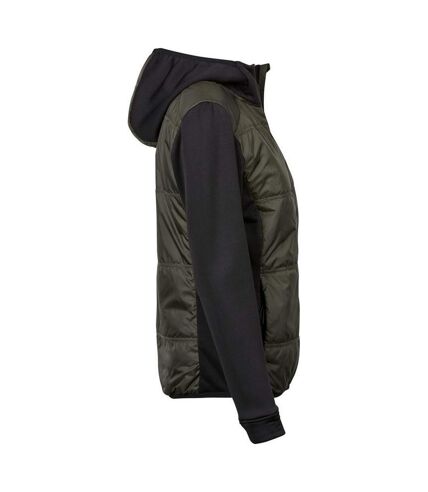 Tee Jay Womens/Ladies Stretch Hooded Jacket (Deep Green/Black)