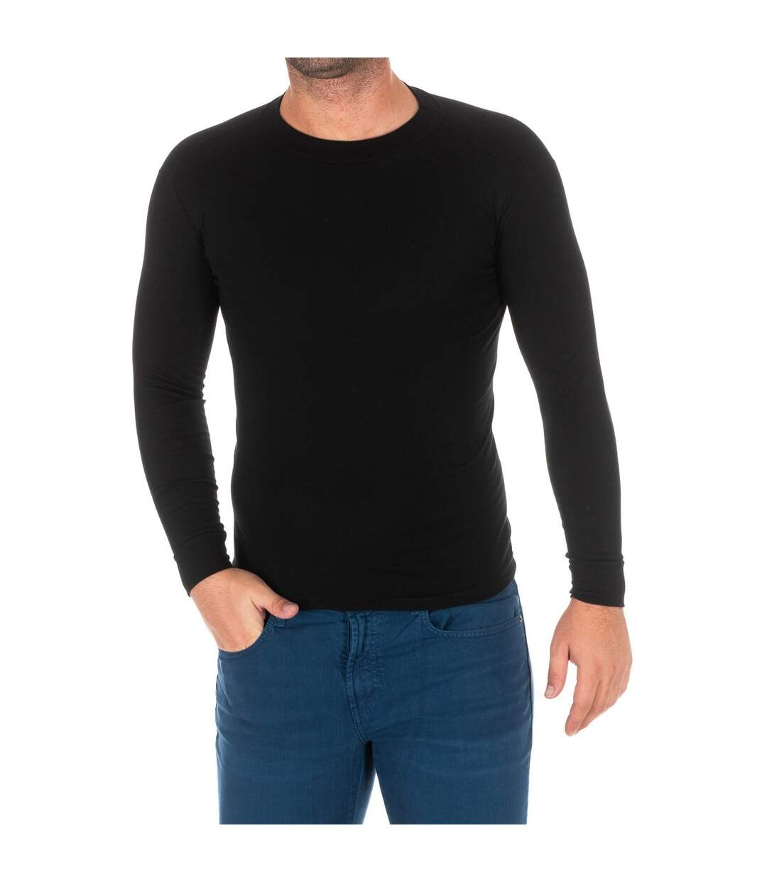 Men's long sleeve t-shirt with a medium high neck 1625-H, Men's long t-shirt, Men's t-shirt, Round neck t-shirt