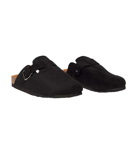 Womens/ladies habba cork-effect closed toe mules black Faith