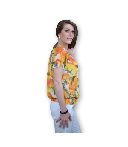 Chemise femme manches courtes en voile imprimée