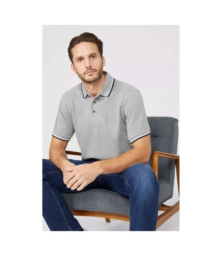 Mens Pique Tipped Polo Shirt Grey Maine