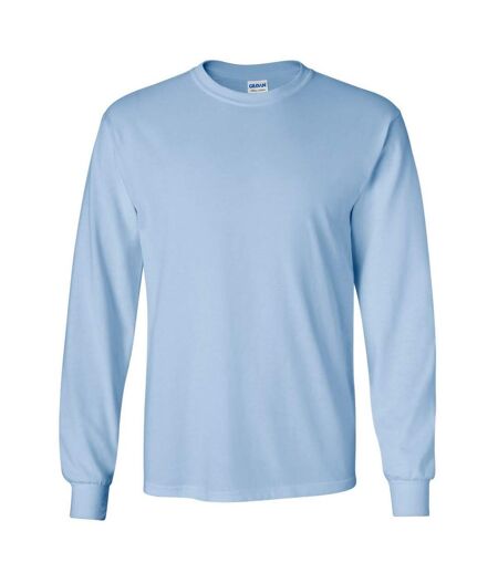 Gildan Mens Plain Crew Neck Ultra Cotton Long Sleeve T-Shirt (Light Blue) - UTBC477