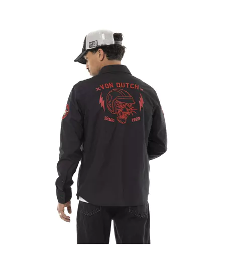 Chemise homme manches longues en popeline patchs et logo dos Pick Vondutch