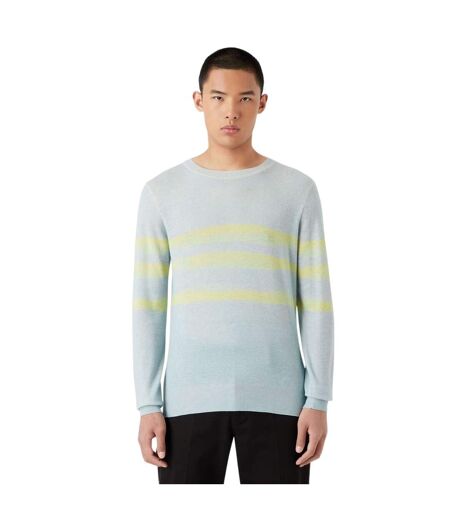 Mens Striped Long-sleeved Sweatshirt Light Blue Yellow Emporio Armani EA7