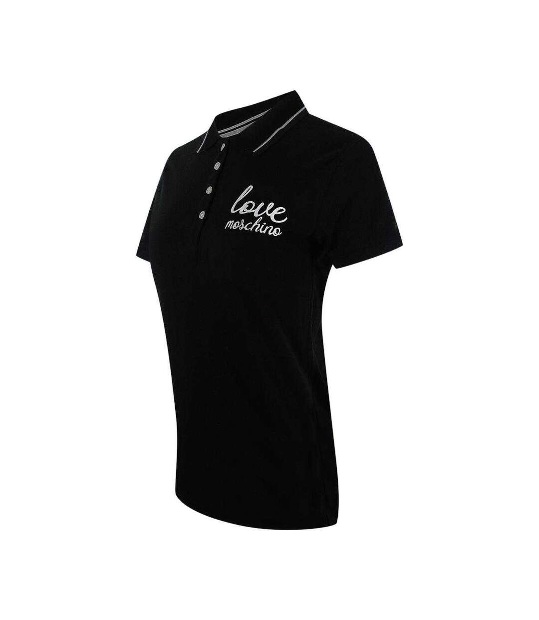 Womens/ladies Embroidered Logo Polo Shirt Black Love Moschino-3