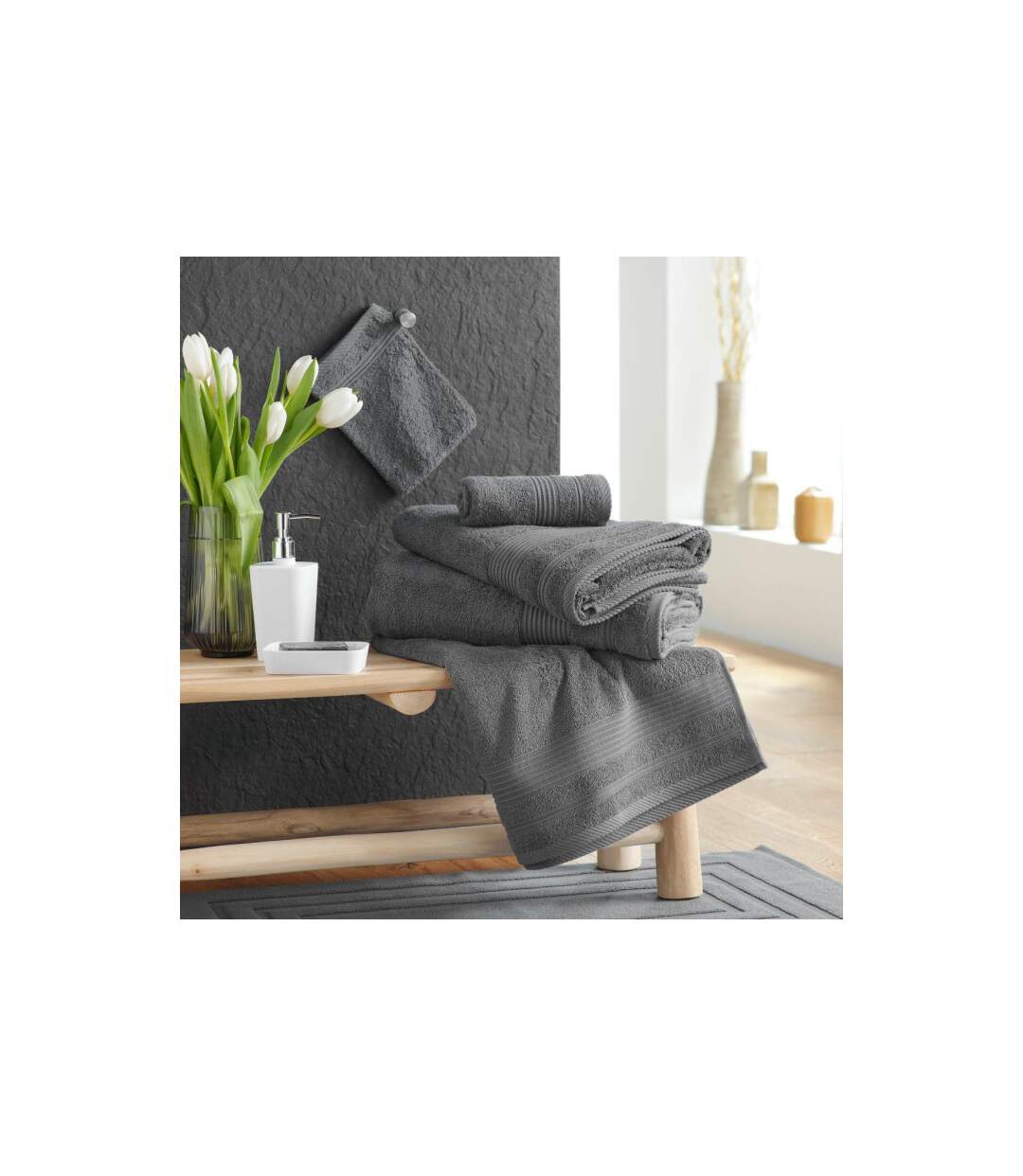 Drap de Bain Tendresse 90x150cm Anthracite-2