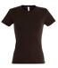 T-shirt manches courtes col rond - Femme - 11386 - marron chocolat