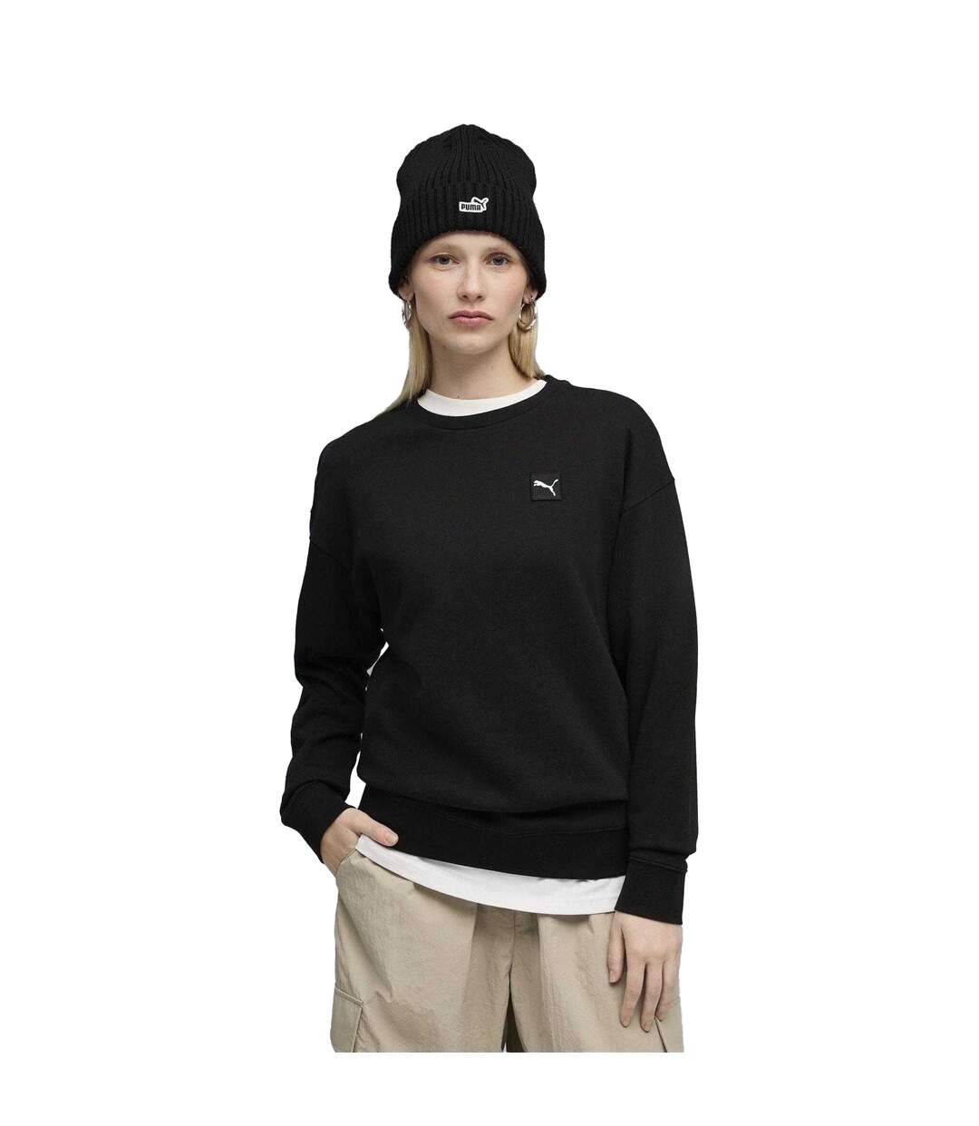 Womens/ladies Essentials Elevated Sweatshirt  Black Puma-4