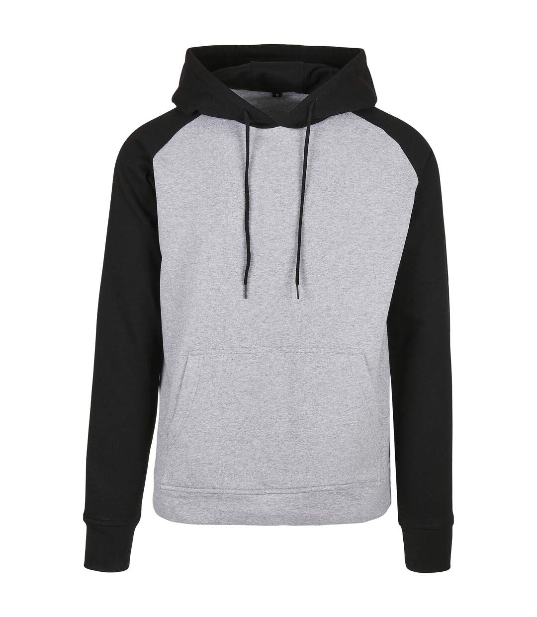Mens Basic Raglan Hoodie Gris Chiné Noir Build Your Brand-1