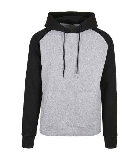 Mens Basic Raglan Hoodie Gris Chiné Noir Build Your Brand