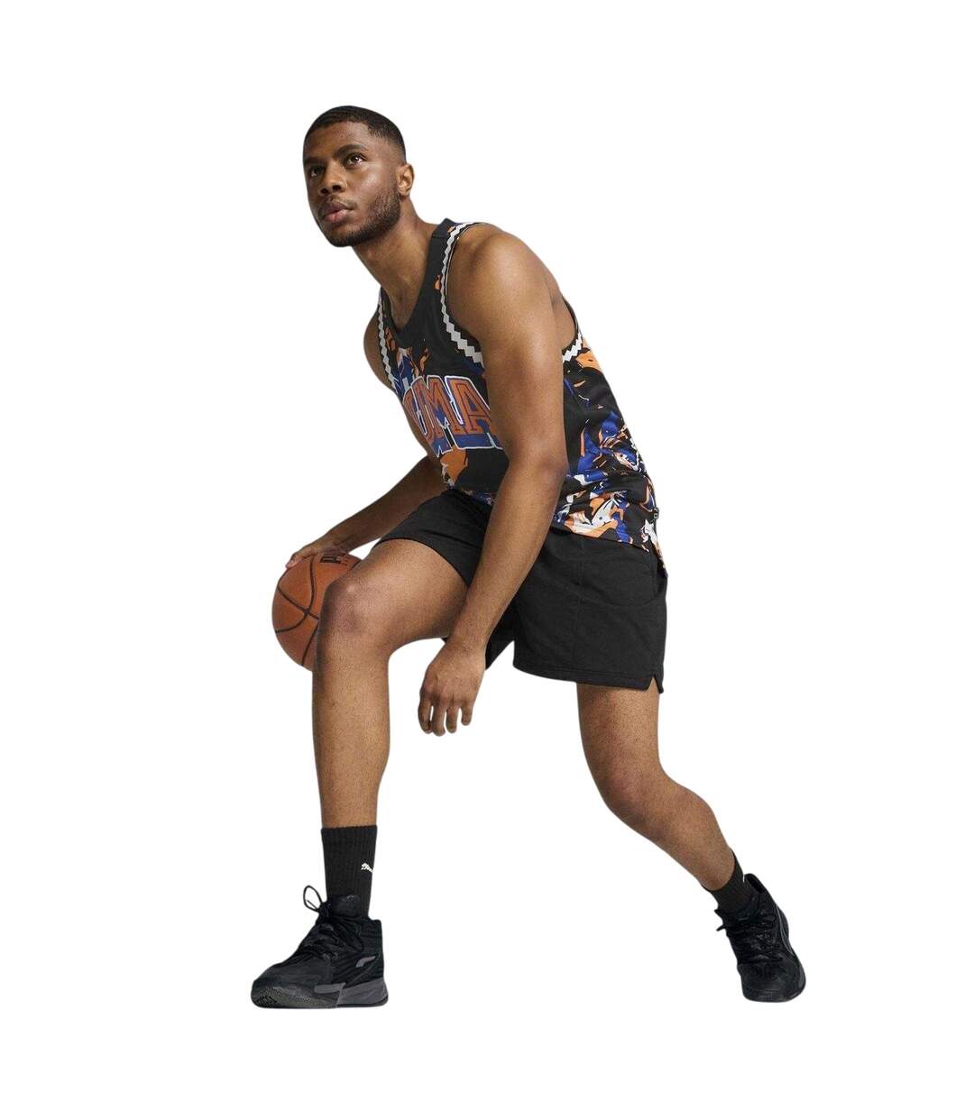 Mens Performance Sleeveless Basketball Jersey Blue Black Puma-1