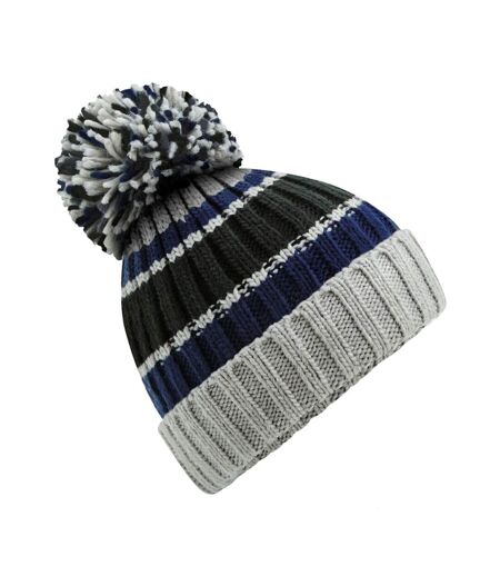 Bonnet Rayé Hygge Bleu Foncé Gris Beechfield