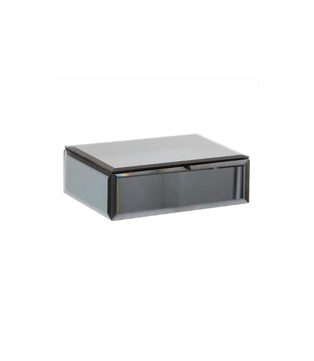 Boîte à Bijoux & Miroir en Verre Teinte 20cm Gris-1