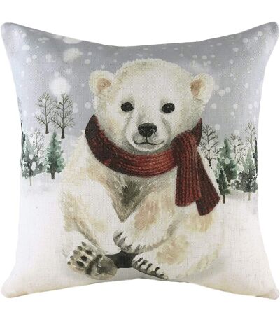 Snowy polar bear cushion cover one size multicoloured Evans Lichfield