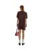 Womens/ladies Front Tie Puff Sleeve Mini Dress Brown Glamorous-3