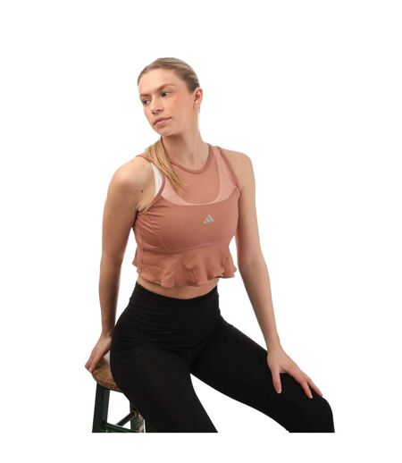 Womens/ladies Collective Power Aeroready Frill Crop Top Grey Adidas